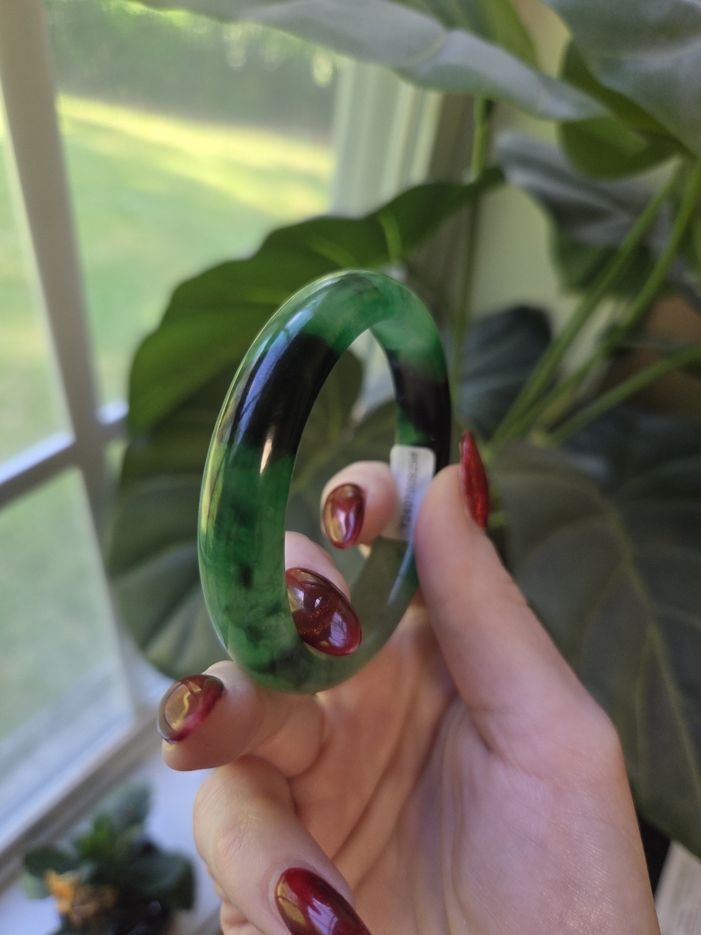 56mm Black &Green Jade Bangle